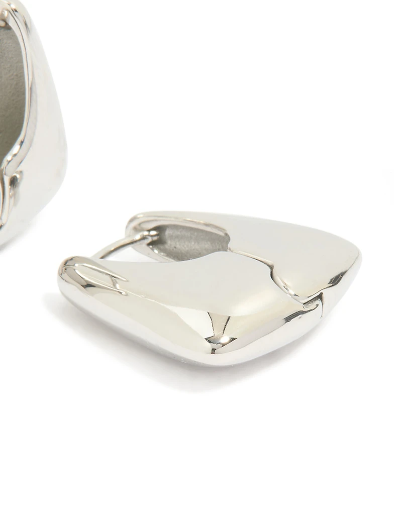 Waterproof Stainless Steel Trapezium Hinge Hoop Earrings