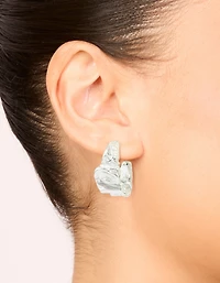 Waterproof Stainless Steel Crater Hoop Earrings