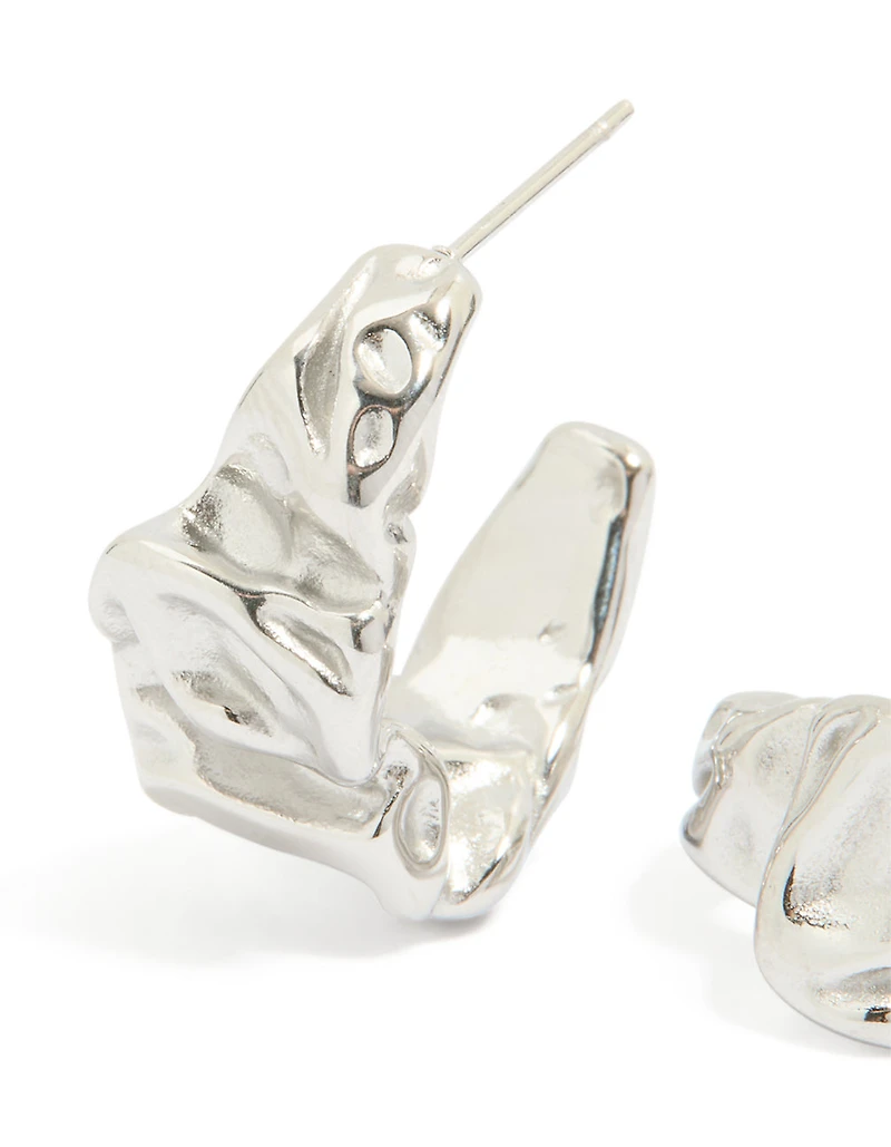 Waterproof Stainless Steel Crater Hoop Earrings