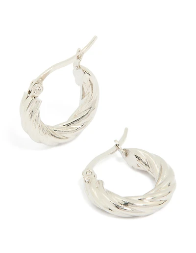 Waterproof Stainless Steel Twisted Hoop Earrings