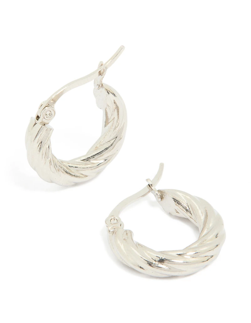 Waterproof Stainless Steel Twisted Hoop Earrings