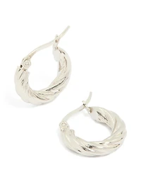 Waterproof Stainless Steel Twisted Hoop Earrings