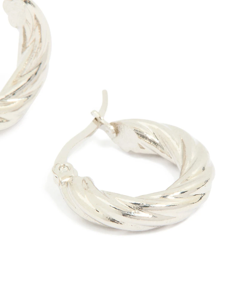 Waterproof Stainless Steel Twisted Hoop Earrings