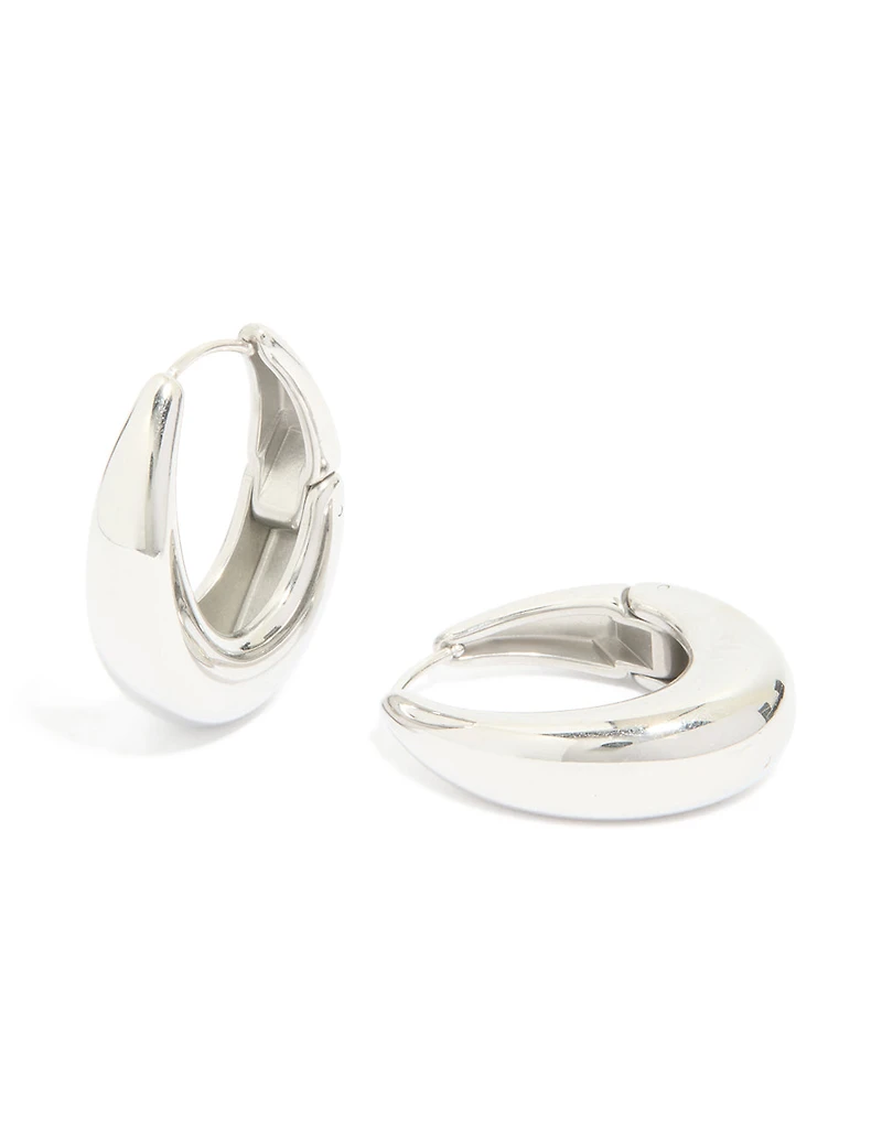 Waterproof Stainless Steel Oval Hinged Hoop Earrings