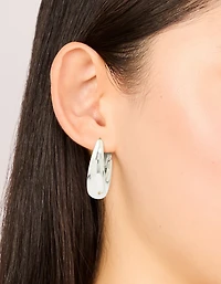 Waterproof Stainless Steel Oval Hinged Hoop Earrings