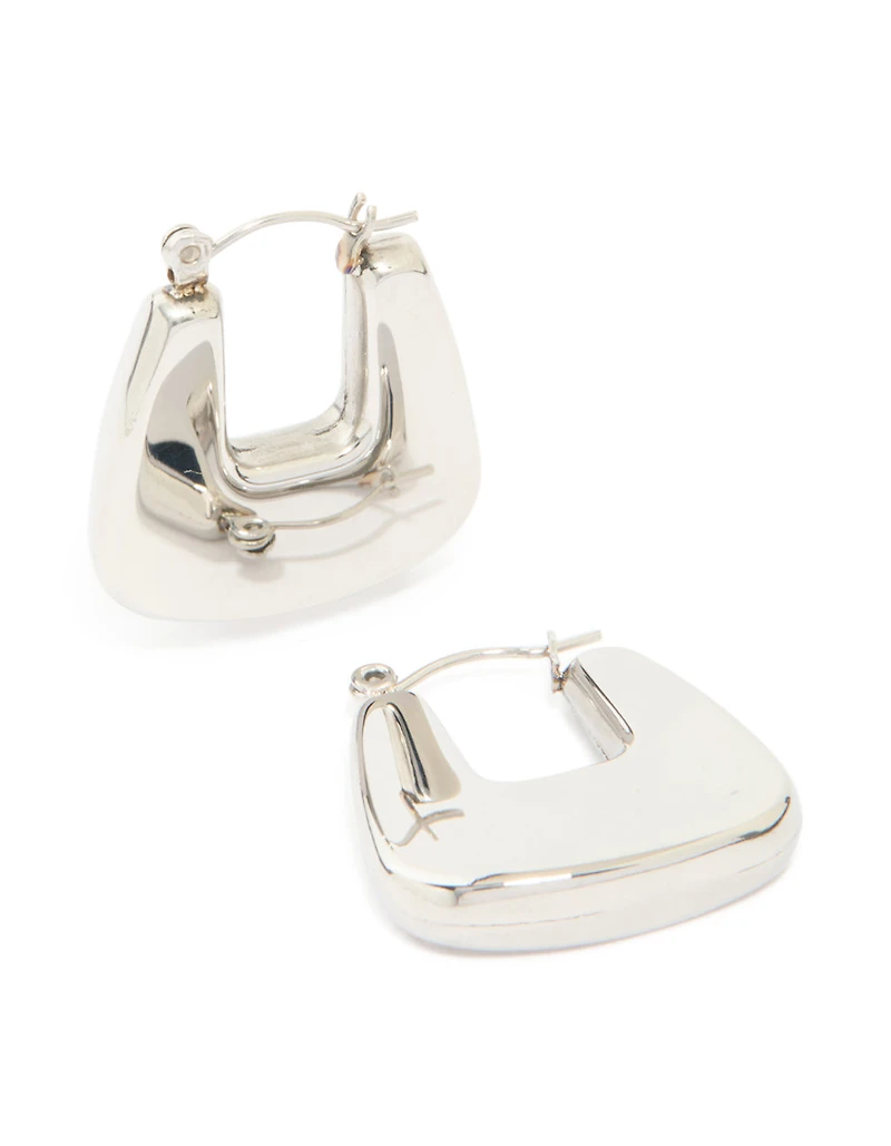 Waterproof Stainless Steel Rounded Square Hoop Earrings