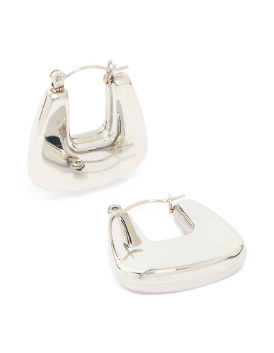 Waterproof Stainless Steel Rounded Square Hoop Earrings