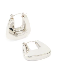 Waterproof Stainless Steel Rounded Square Hoop Earrings