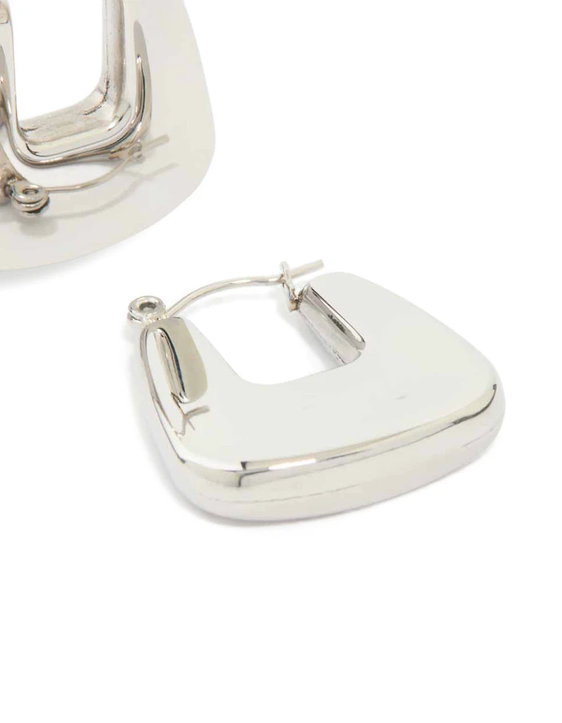 Waterproof Stainless Steel Rounded Square Hoop Earrings