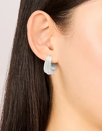 Waterproof Stainless Steel Hinge Hoop Indented Earrings