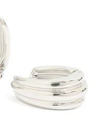 Waterproof Stainless Steel Hinge Hoop Indented Earrings