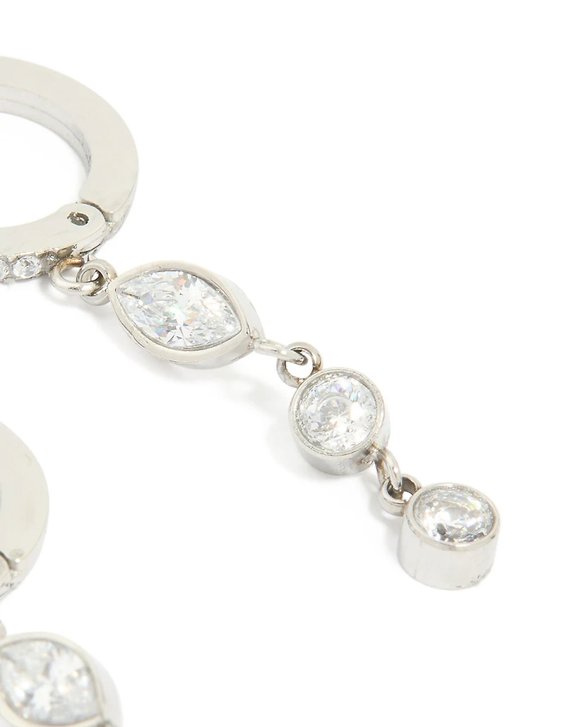 Waterproof Stainless Steel Cubic Zirconia Huggie Drop Earrings