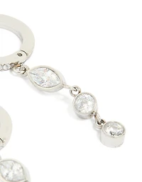 Waterproof Stainless Steel Cubic Zirconia Huggie Drop Earrings