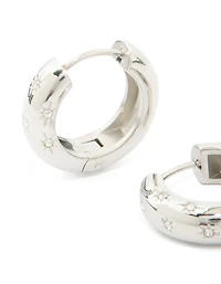 Waterproof Stainless Steel Cubic Zirconia Star Hanging Hoop Earrings