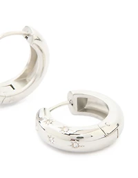 Waterproof Stainless Steel Cubic Zirconia Star Hanging Hoop Earrings