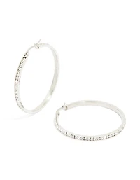 Waterproof Stainless Steel Diamante Hoop Earrings 45 MM