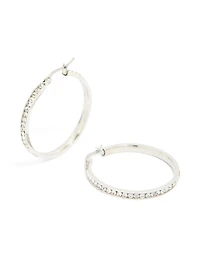 Waterproof Stainless Steel Diamante Hoop Earrings 35 MM