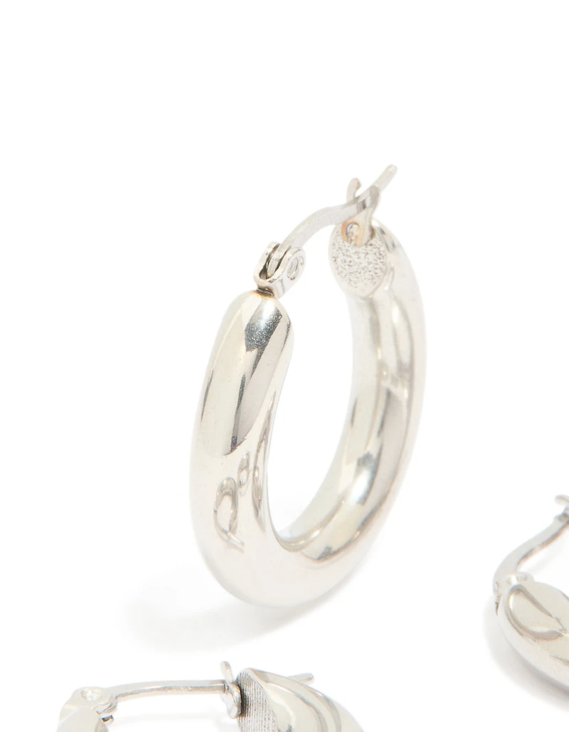 Waterproof Stainless Steel Tube Hoop Earrings 2-Pack