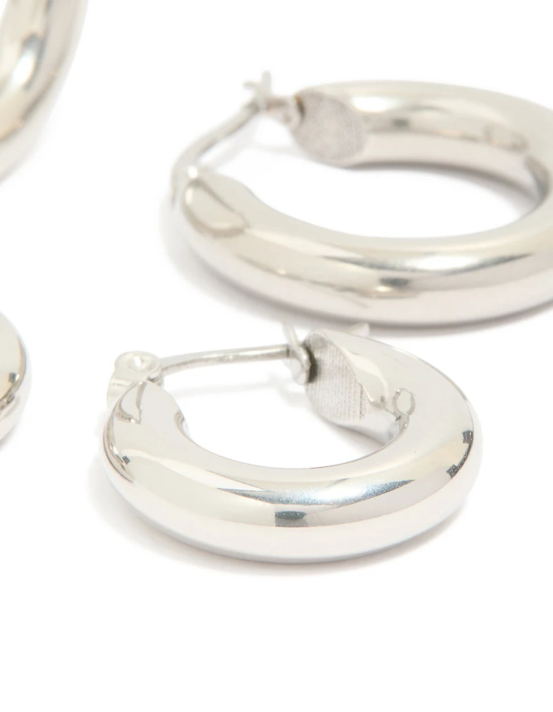 Waterproof Stainless Steel Tube Hoop Earrings 2-Pack