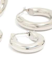 Waterproof Stainless Steel Tube Hoop Earrings 2-Pack