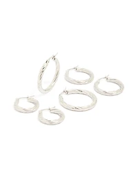 Waterproof Stainless Steel Twisted Hoop Earrings 3-Pack