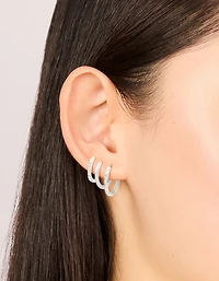 Sac de boucles d’oreilles à cerceaux en zircone cubique en acier inoxydable étanche