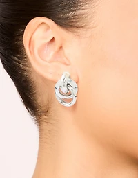 Waterproof Stainless Steel Knotted Link Drop Earrings