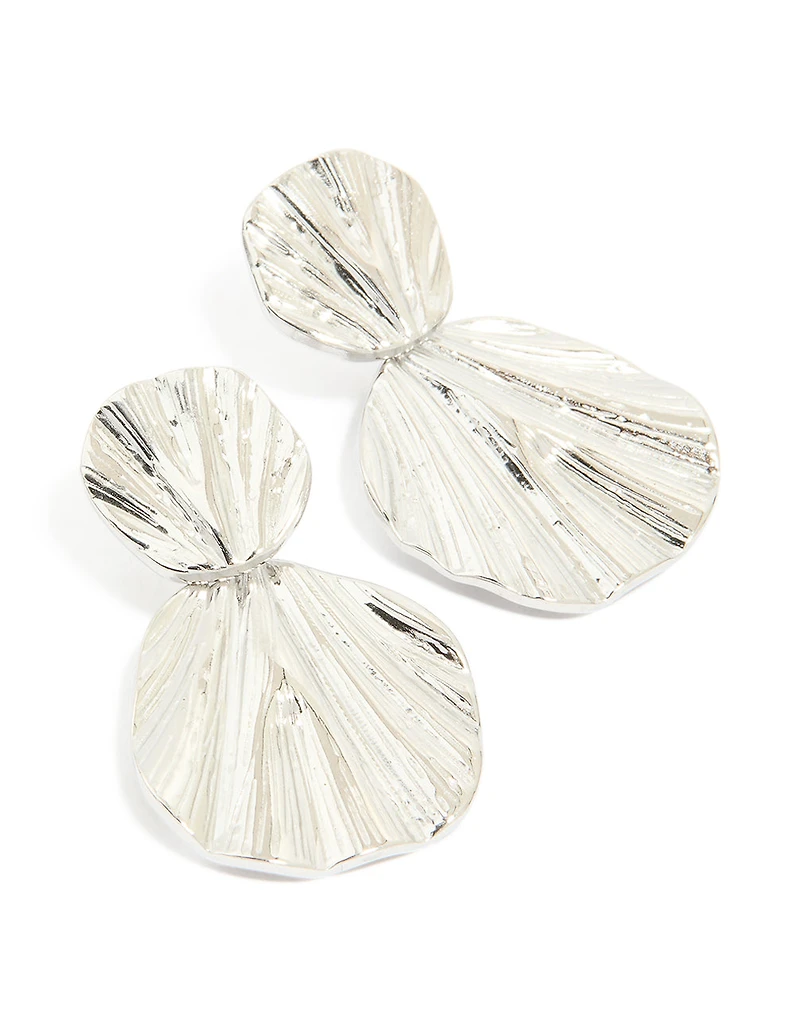 Waterproof Stainless Steel Double Textured Drop Earrings