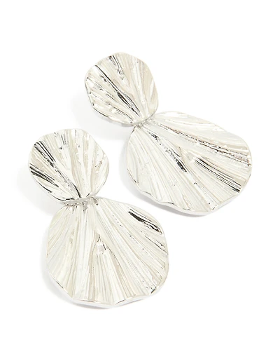 Waterproof Stainless Steel Double Textured Drop Earrings