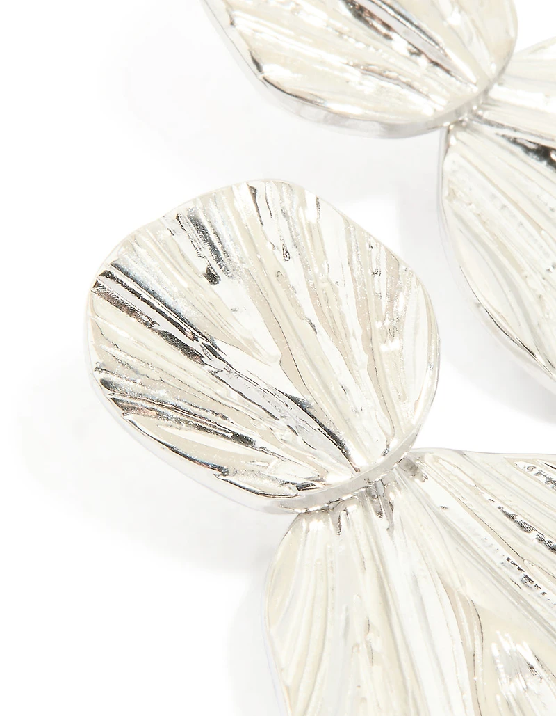 Waterproof Stainless Steel Double Textured Drop Earrings