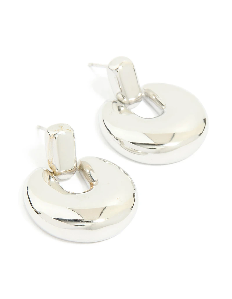 Waterproof Stainless Steel Round Doorknocker Earrings