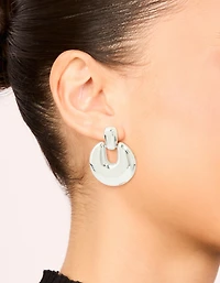 Waterproof Stainless Steel Round Doorknocker Earrings