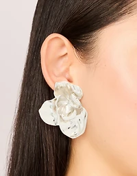 Boucles d’oreilles fleuries statement en acier inoxydable imperméables