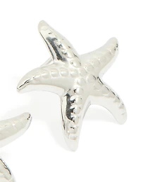 Waterproof Stainless Steel Textured Starfish Stud Earrings
