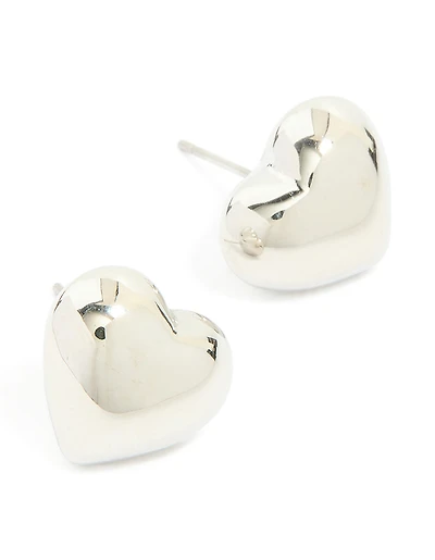 Waterproof Stainless Steel Small Chunky Heart Stud Earrings