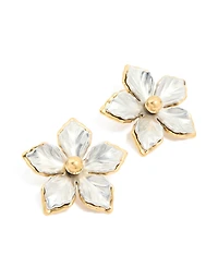 Waterproof Mixed Metal Plated Stainless Steel Statement FlowerStud Earrings