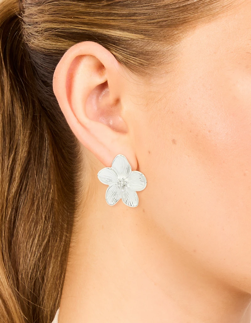 Boucles d’oreilles miniatures en fleurs texturées en acier inoxydable imperméable
