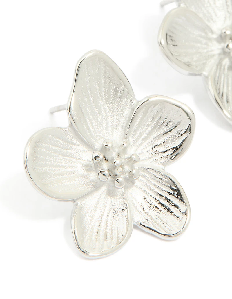 Waterproof Stainless Steel Mini Textured Flower Earrings