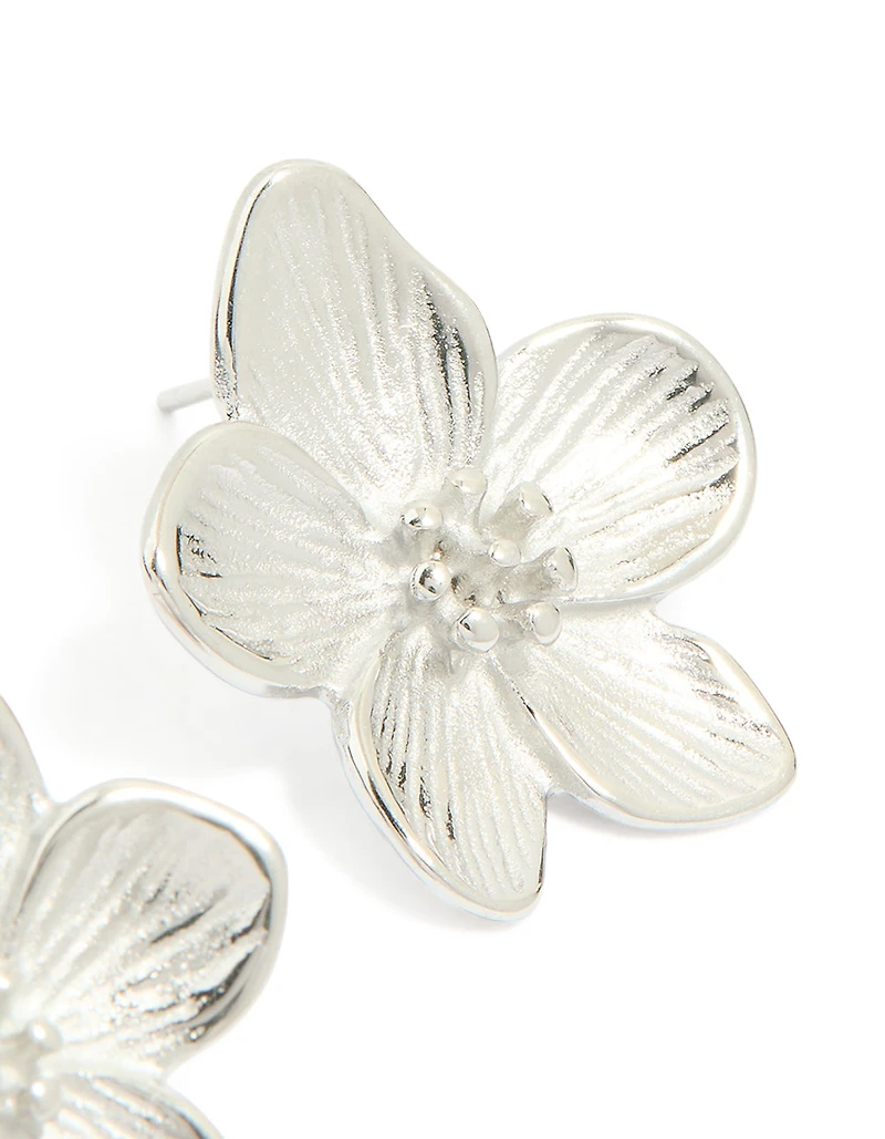Waterproof Stainless Steel Mini Textured Flower Earrings