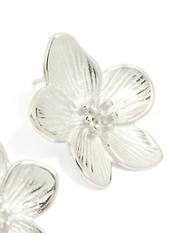 Waterproof Stainless Steel Mini Textured Flower Earrings