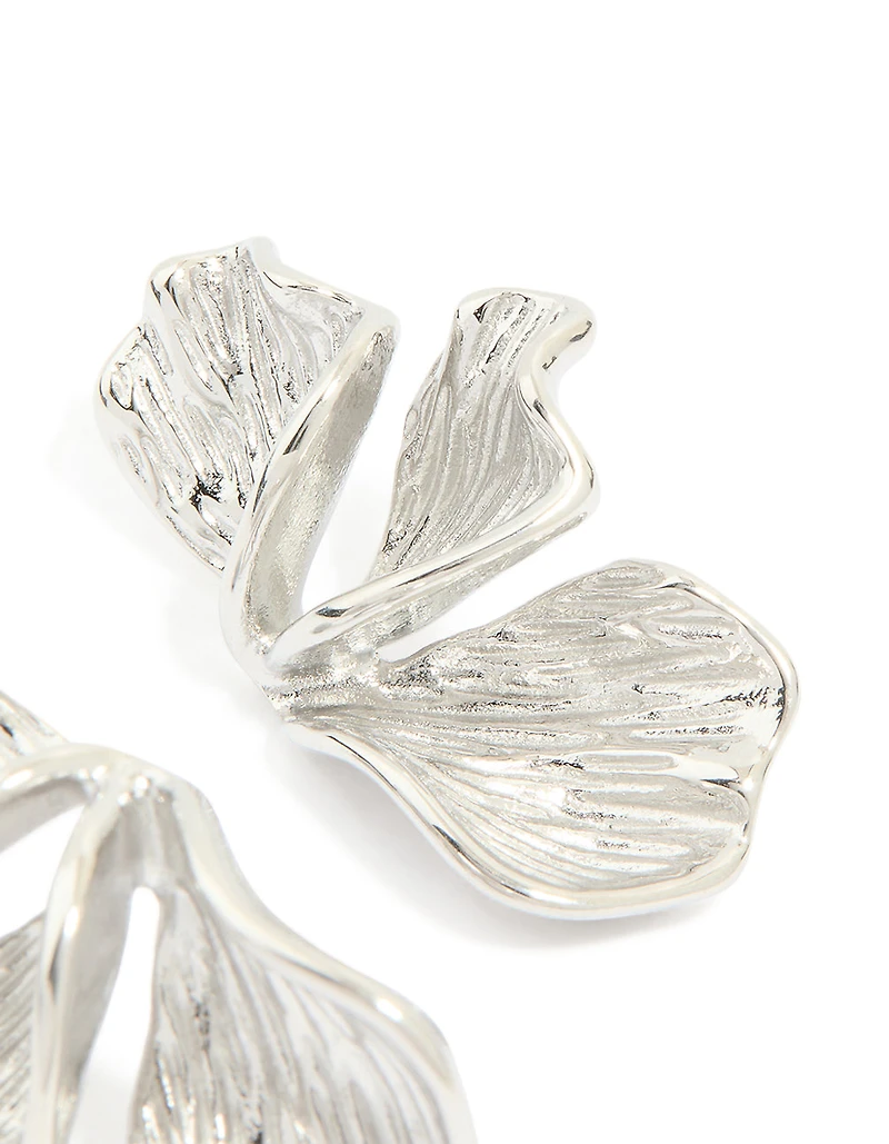Waterproof Stainless Steel Flower Petal Fan Earrings