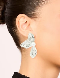 Waterproof Stainless Steel Pearl Large Flower Stud Earrings