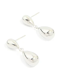 Waterproof Stainless Steel Pear Double Drop Earrings