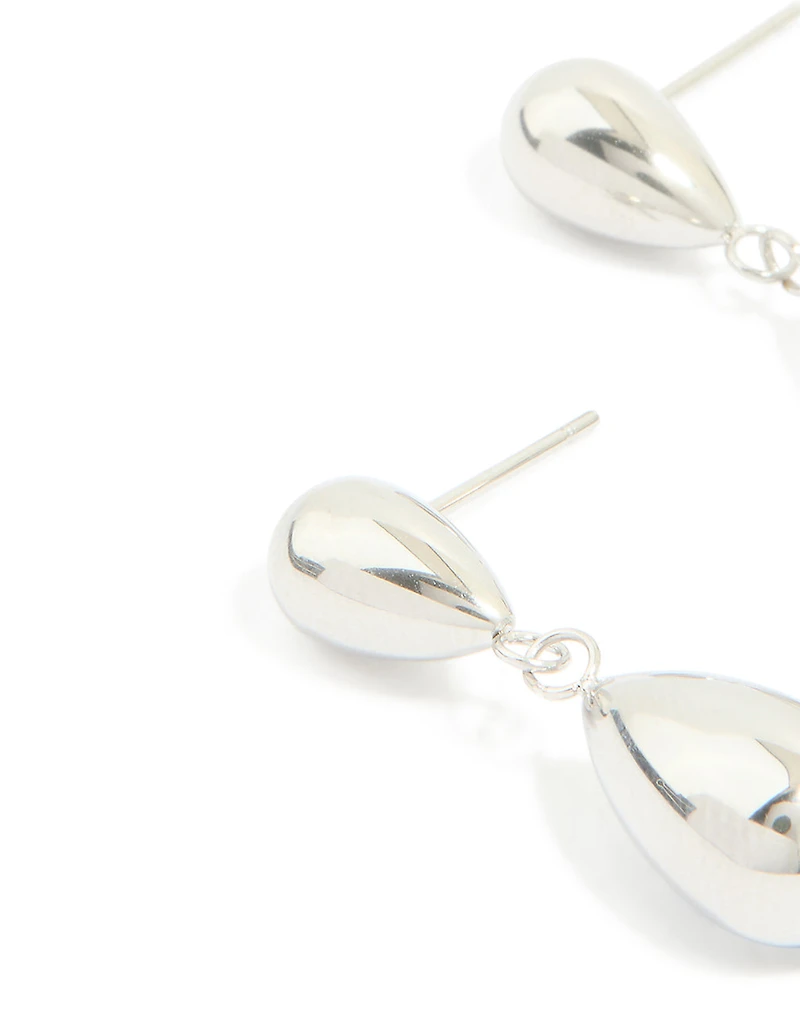 Waterproof Stainless Steel Pear Double Drop Earrings