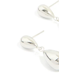 Waterproof Stainless Steel Pear Double Drop Earrings
