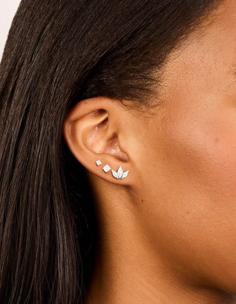 Waterproof Stainless Steel Cubic Zirconia Fine Marquise & Classic Stud Earrings 3-Pack