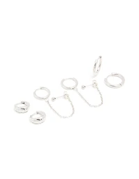 Waterproof Stainless Steel Chain & Huggie Earrings 3-Pack