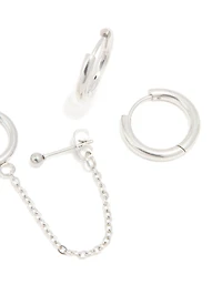 Chaîne étanche en acier inoxydable et boucles d’oreilles Huggie en pack de 3