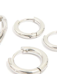 Waterproof Stainless Steel Cubic Zirconia Stacking Earrings 4-Pack