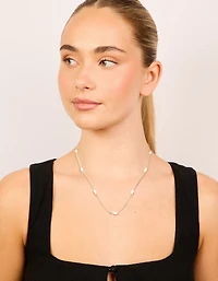 Waterproof Stainless Steel Pearl Station Necklace